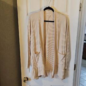 LC Lauren Conrad Beige Open-Front Cardigan